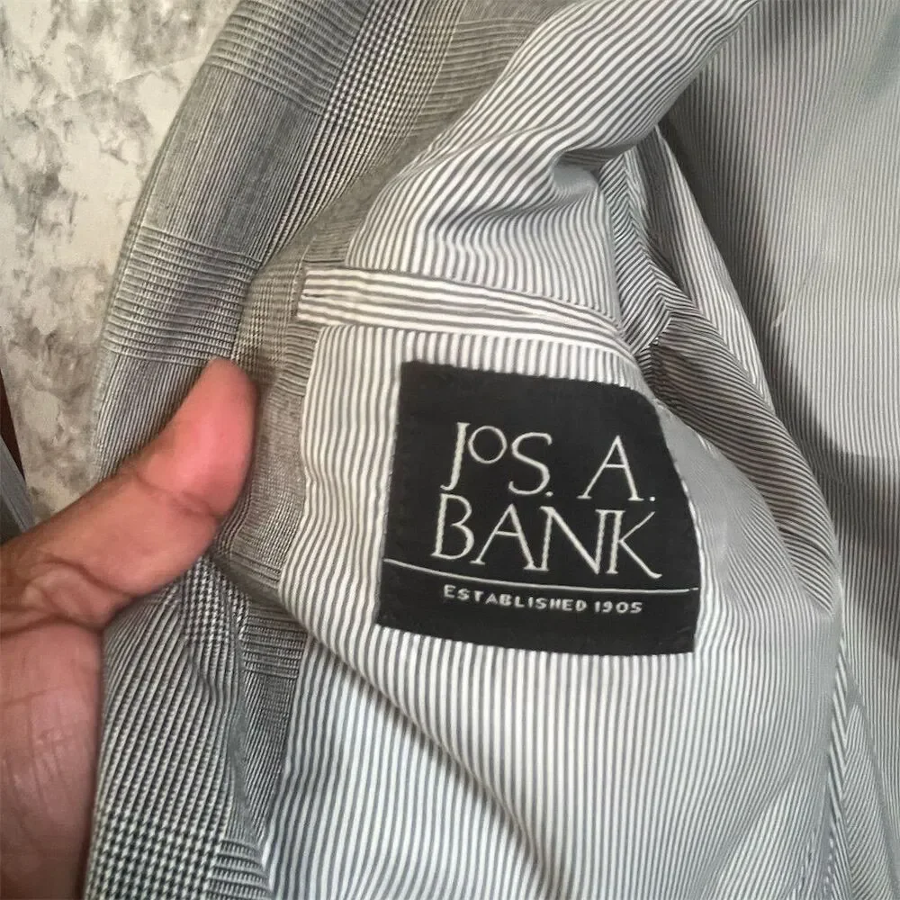 Jos. A. Bank Men's Gray Plaid Blazer Size‎ 36 Short